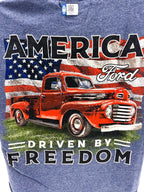 Heather Blue Ford Truck T-Shirt America Driven By Freedom for Ford F-150 (2009–2020)