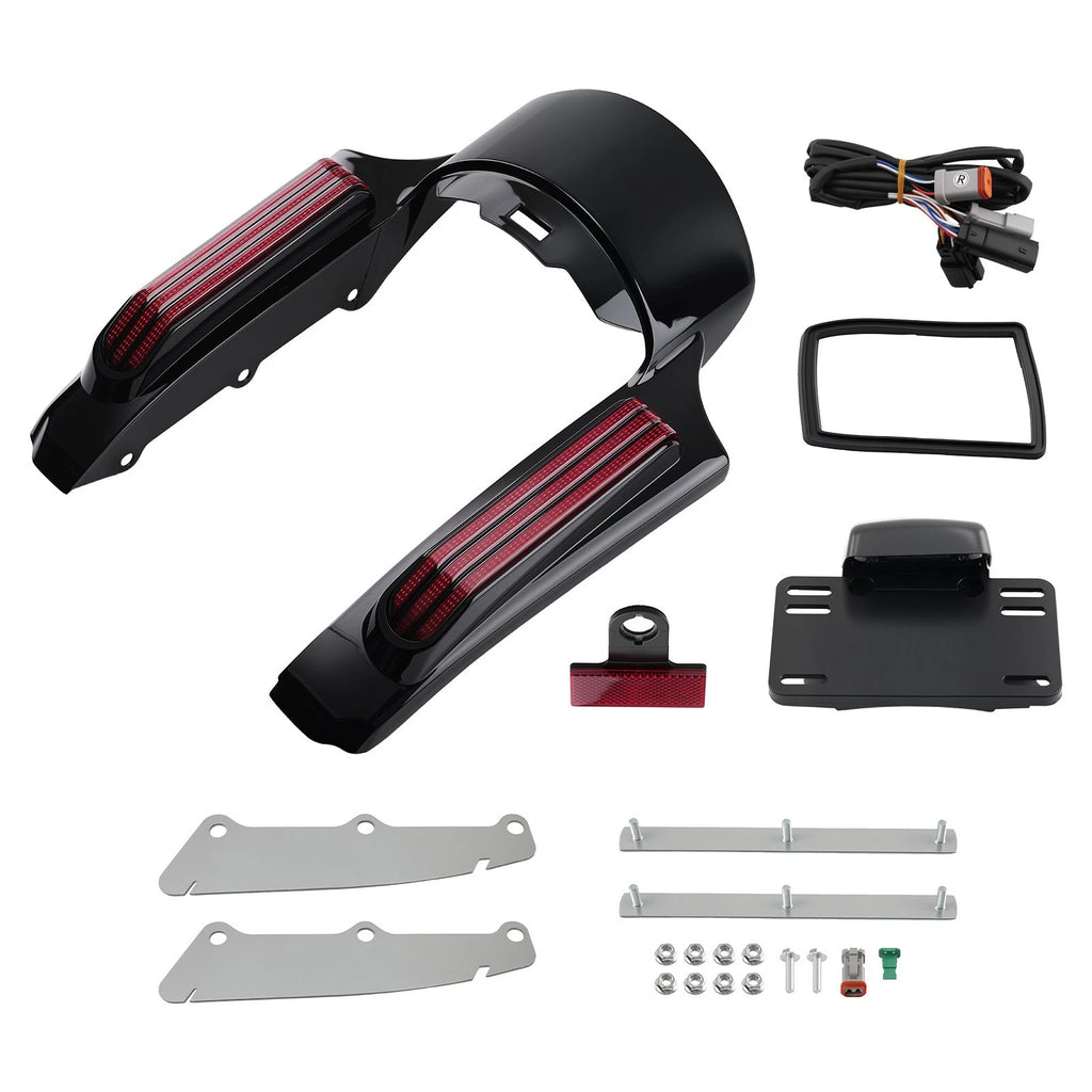 Rear Fender Fascia for Harley Touring (2014–2024) LED Black ABS Brake Light
