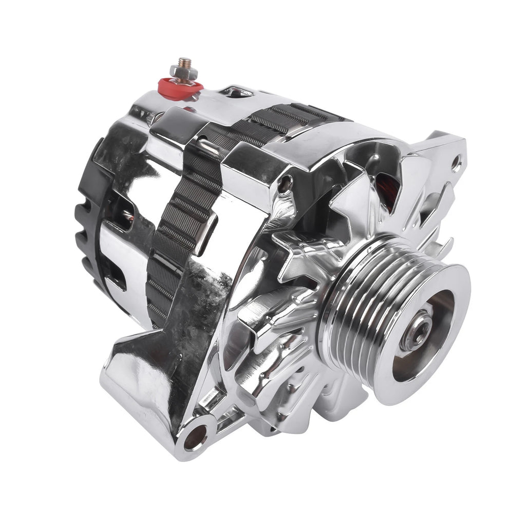 Chrome Alternator with Serpentine Pulley for GM Diesel Chevy Small Block V8