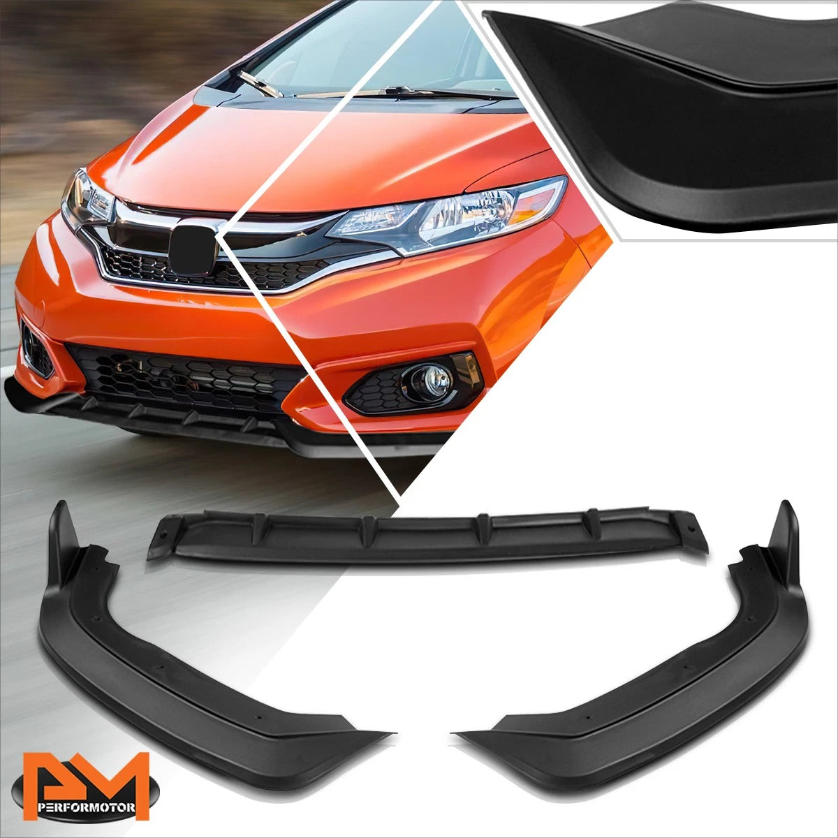 Matte Black Front Bumper Body Kit Lower Splitter Spoiler Lip for Honda Fit (2018–2020)