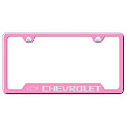 Etched on Pink Cut-Out License Plate Frame - Officially Licensed for Chevrolet