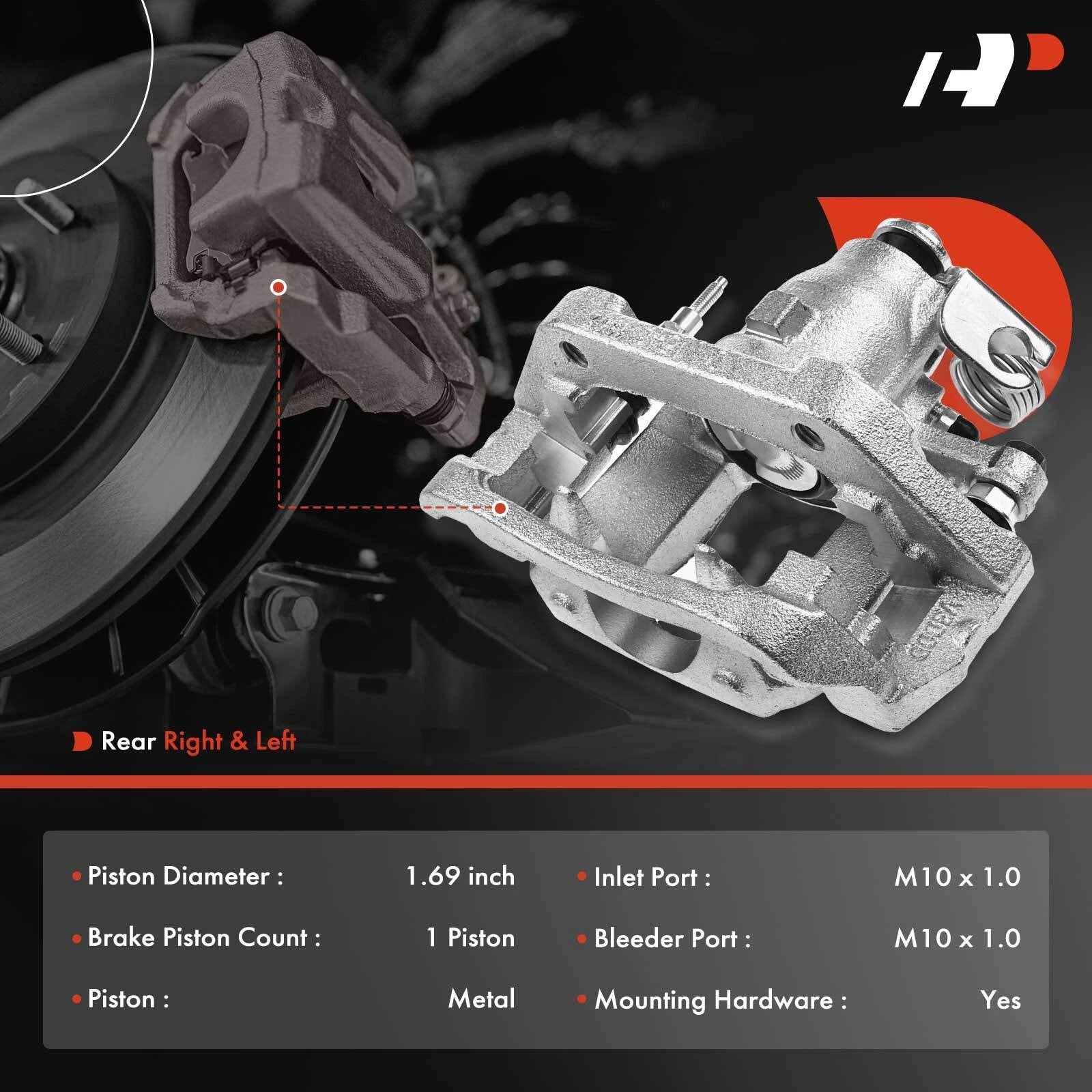 Set of 6 Rear Brake Calipers with Brake Pads for Ford Edge (2011–2014) Lincoln MKX