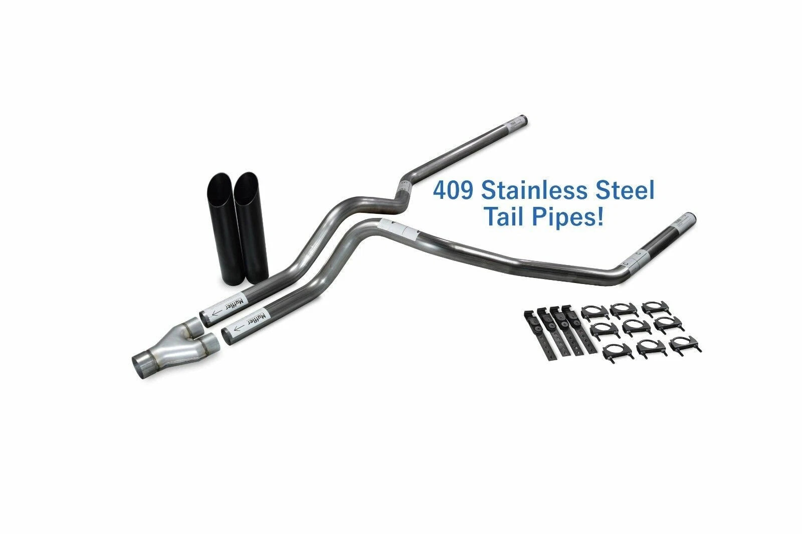 2.5" Stainless Dual Exhaust Kit for Ford F150 (2021–2025) Black Tips