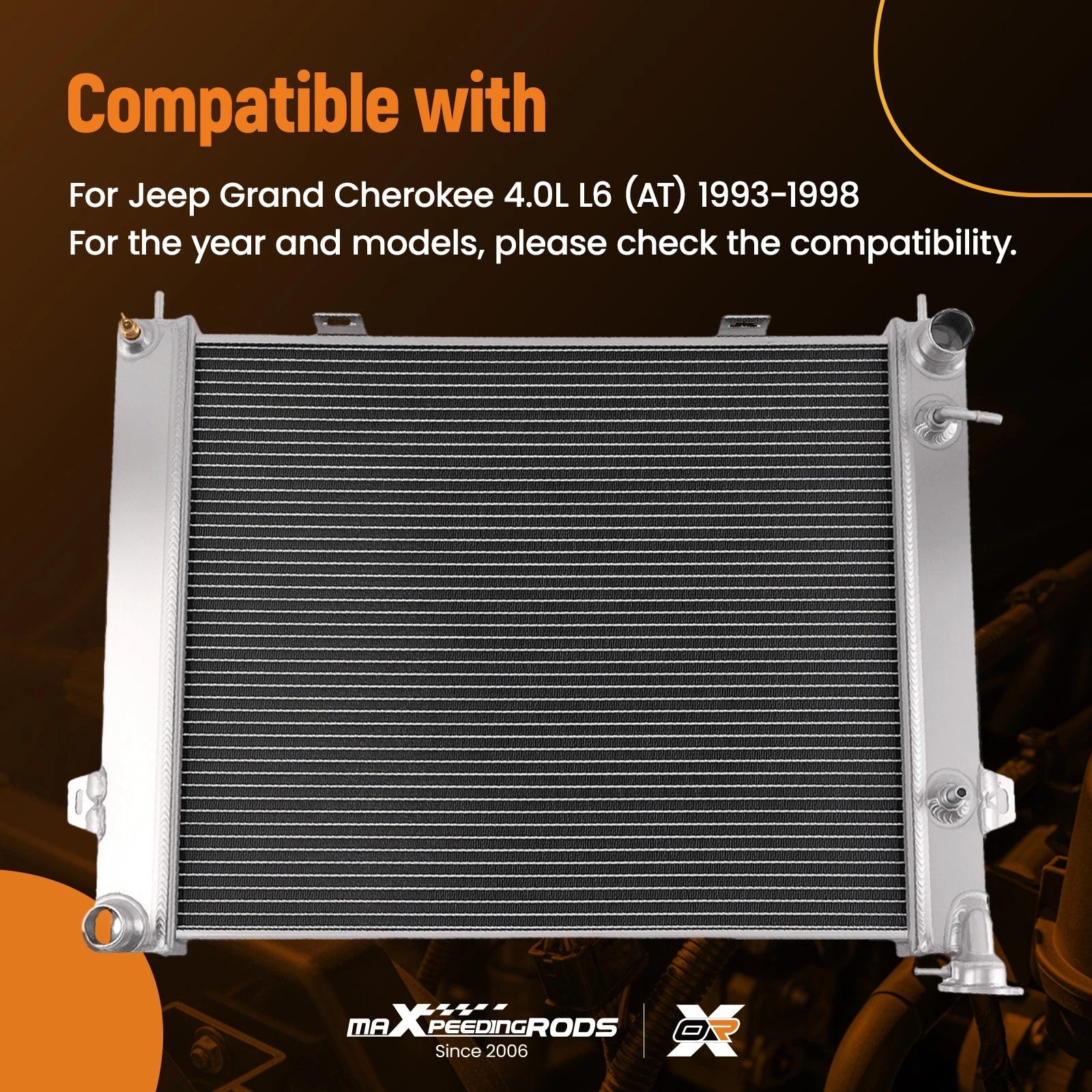 2 Row Aluminum Radiator for Jeep Grand Cherokee 4.0L L6 (1993–1998)