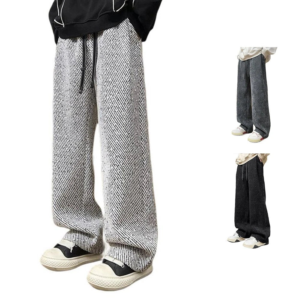 Set of 2 Men’s Straight Suit Pants Loose Fit Solid Color Draped Pleated