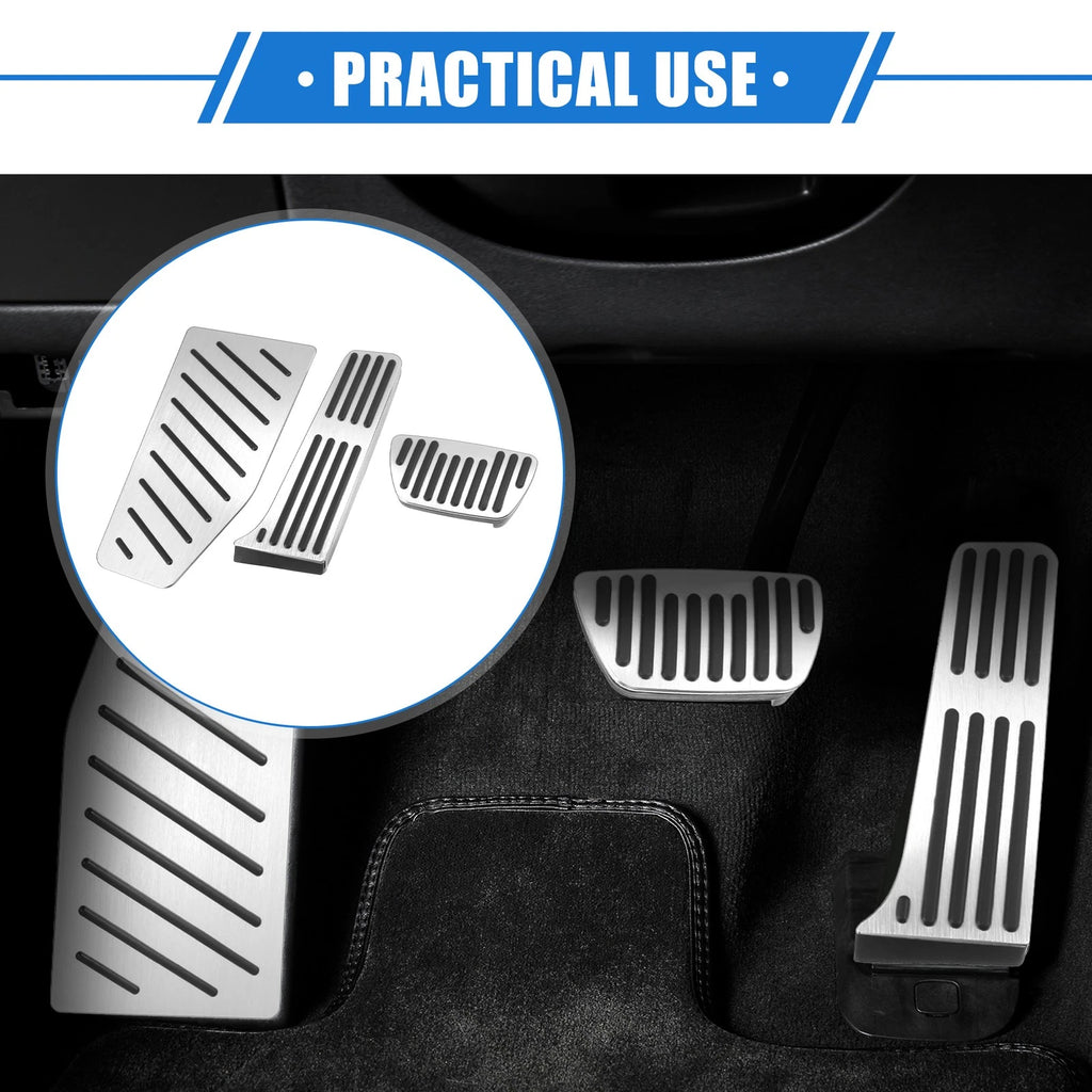 3 Pcs Gas Brake Foot Rest Pedal Cover for Toyota RAV4 (2019–2023) Silver Tone