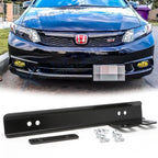 Black JDM License Plate Bracket Relocator for Honda Civic (2016–2021)
