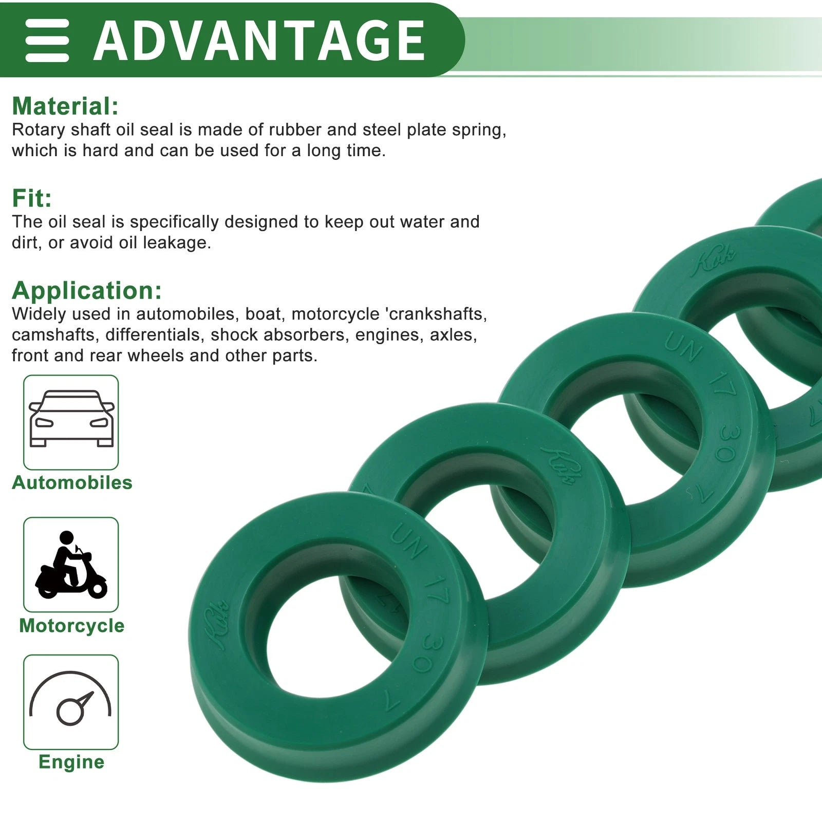 Set of 5 Oil Seal Rotary Shaft Seal 17x30x7mm High Pressure for Various Models