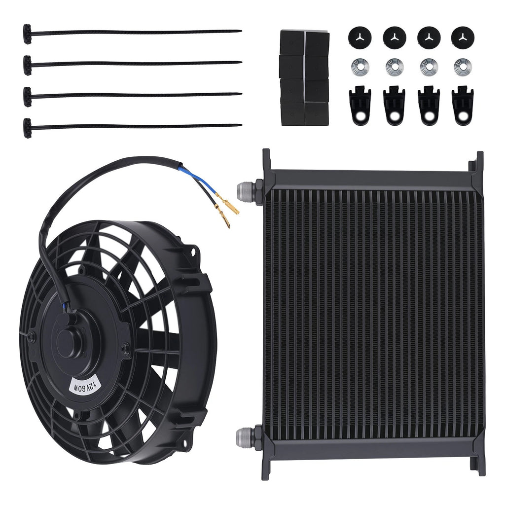 30 Row Oil Cooler with 7" Slim Pull Fan for Universal Modified Vehicles