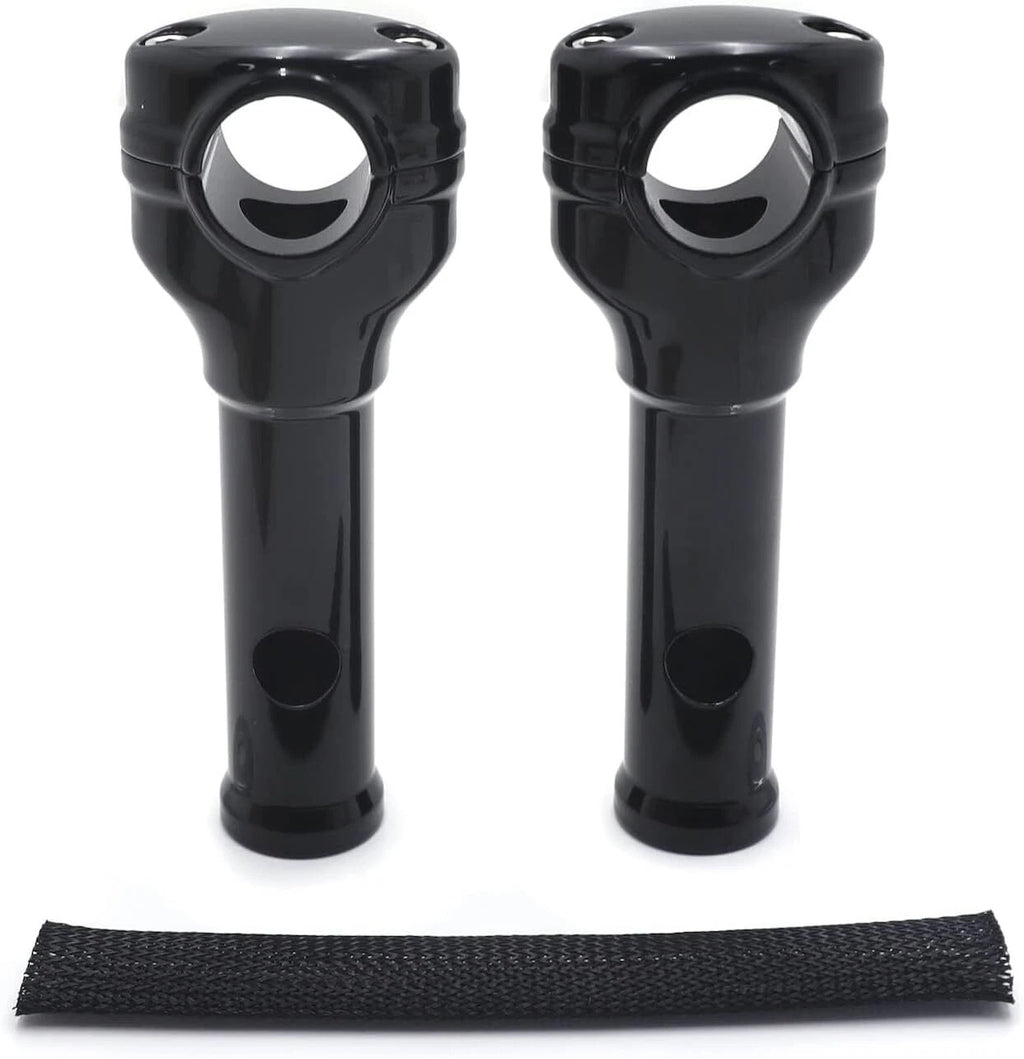 Black 6" Risers 1.25" Handlebar Top Clamps for Harley Softail (2018–2023)