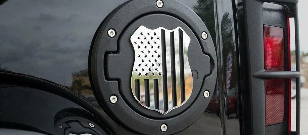 Police Shield Thin Blue Line Emblem Polished Stainless Badge for Car (5in)