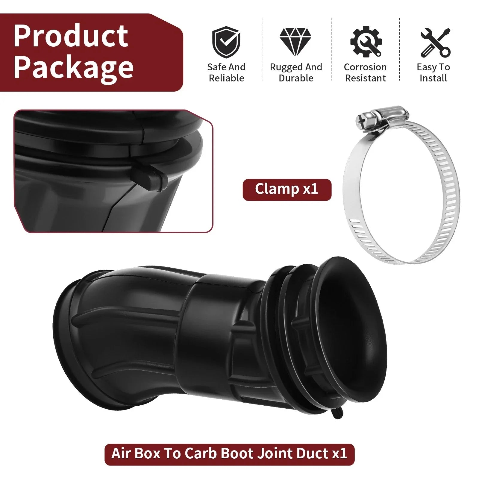 Air Box To Carb Boot Joint Duct w/ Clamp for Yamaha XT225 TTR225 (1992–2007)