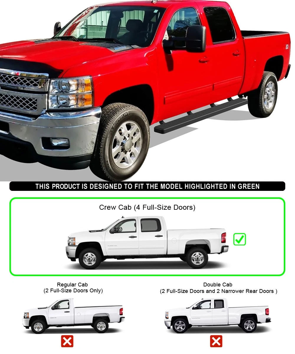 iBoard Stainless Steel 5in Step Bars for Chevy Silverado GMC Sierra (2007-2018)