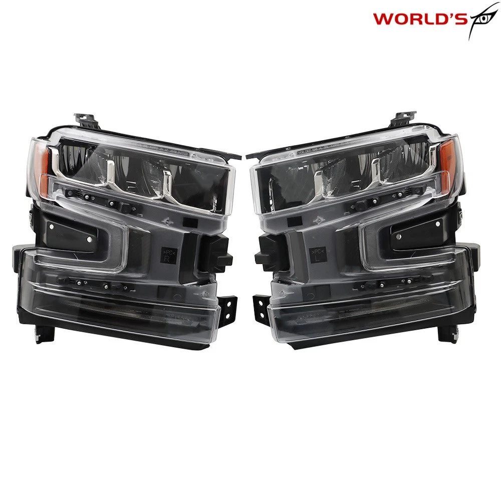 LED Headlight Set for Silverado 1500 (2019–2020) Black Housing Clear