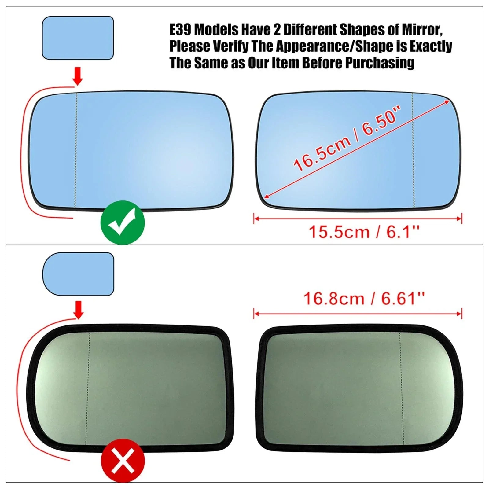 Left Side Mirror Heated w/ Backing Plate for BMW E39 E46 (1998-2005)