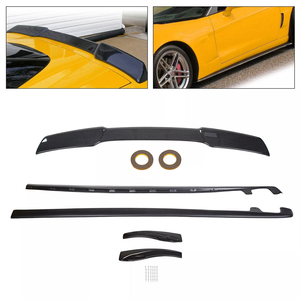 ZR1 Style Carbon Rear Trunk Wing Spoiler & Side Skirts for Corvette C6 (2005–2013)