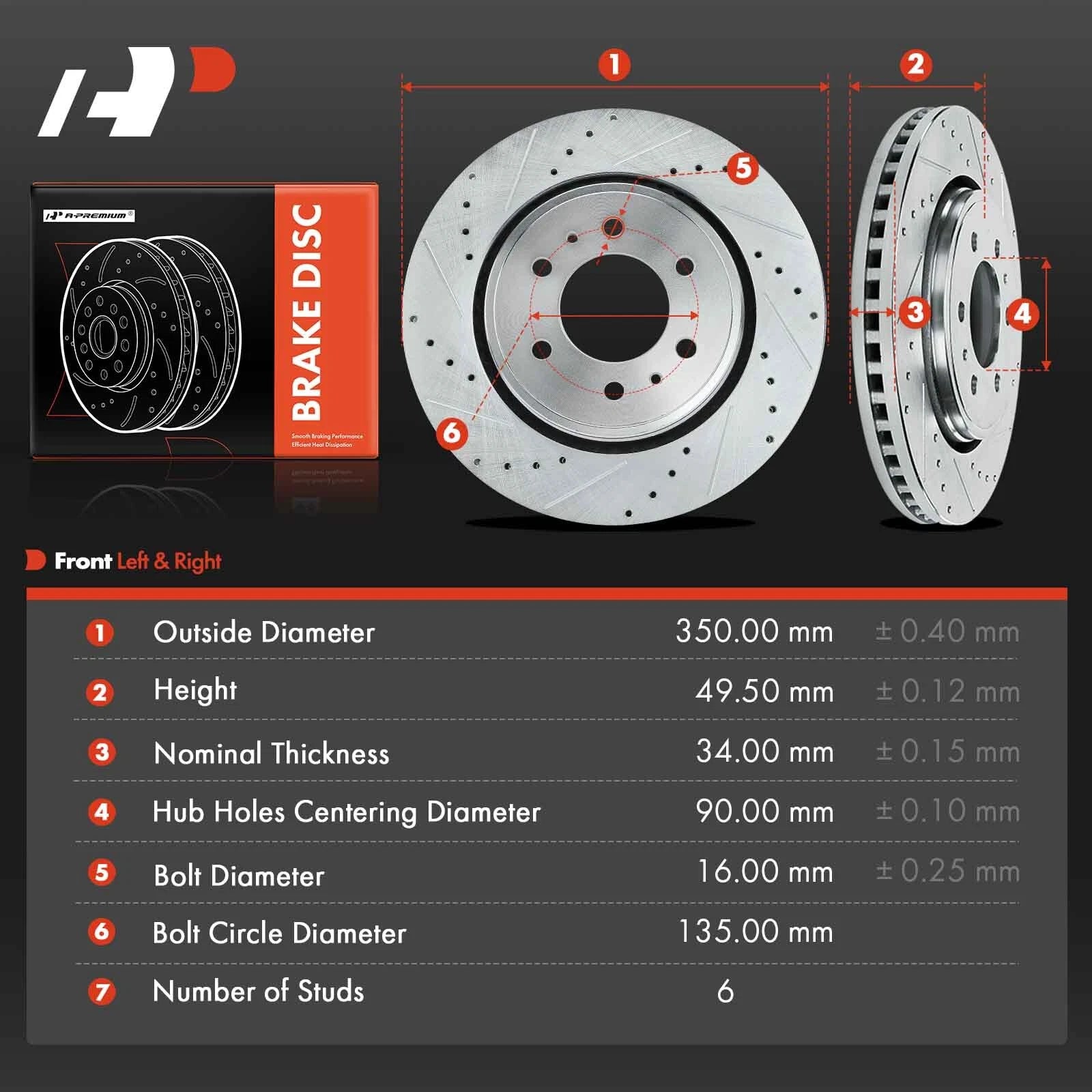 Front Drilled Brake Rotors for Ford F-150 Expedition Lincoln Navigator (1997–2023)