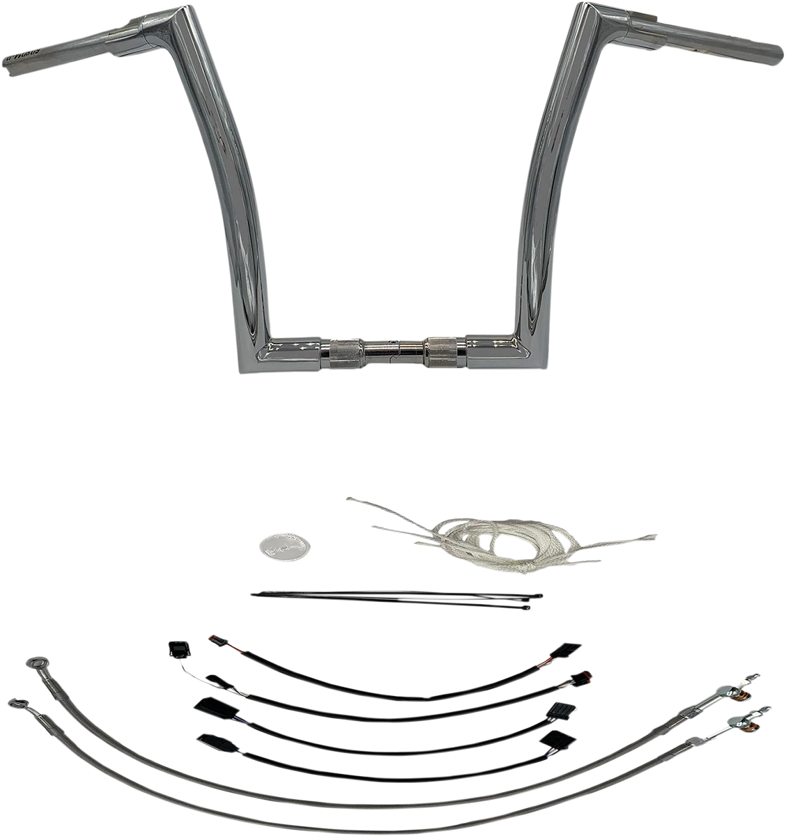 1-1/2" EZ Install Flat Top Handlebar Kit for Harley (14", Chrome) 609614