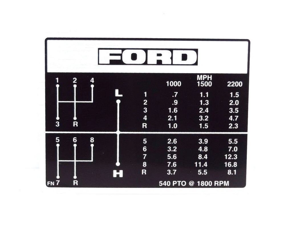 Gear Change Decal for Ford 2000 2600 3000 3600 Tractors (1970–1990)