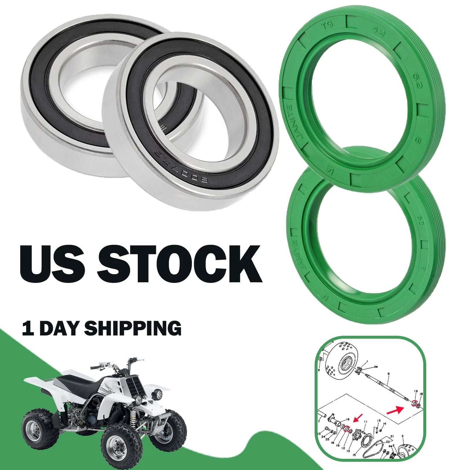 Rear Axle Wheel Bearing & Seal Kit for Yamaha Raptor 660 660R (2001–2005)