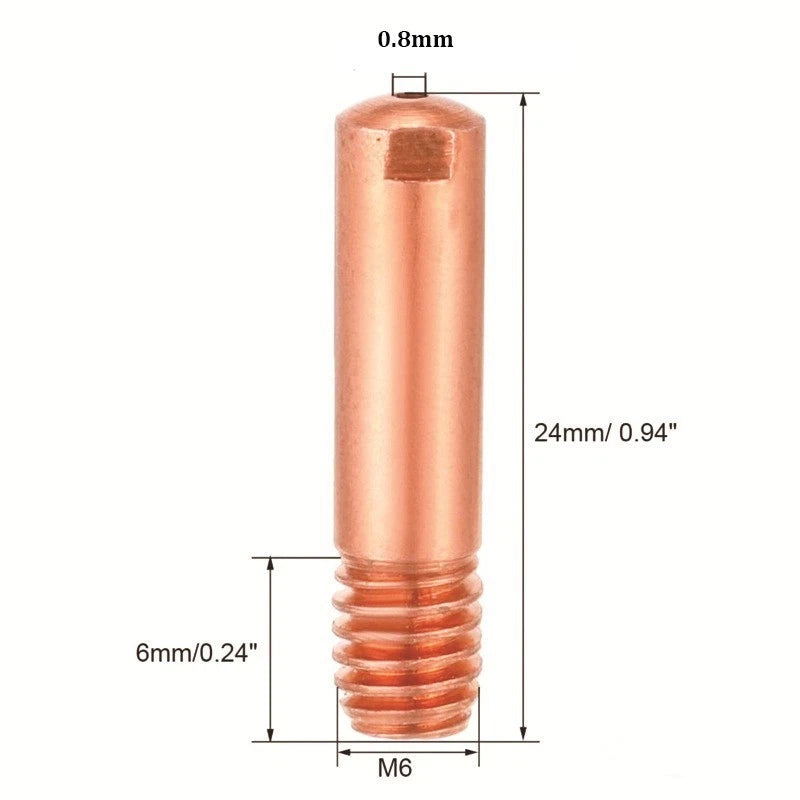 Set of 5 Mig Welding Contact Tips for MB15 (M6) 25mm
