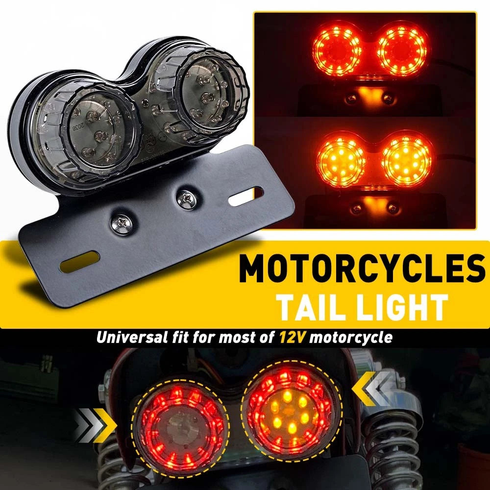 Smoked LED Dual Tail Light for Motorcycle (Fits )