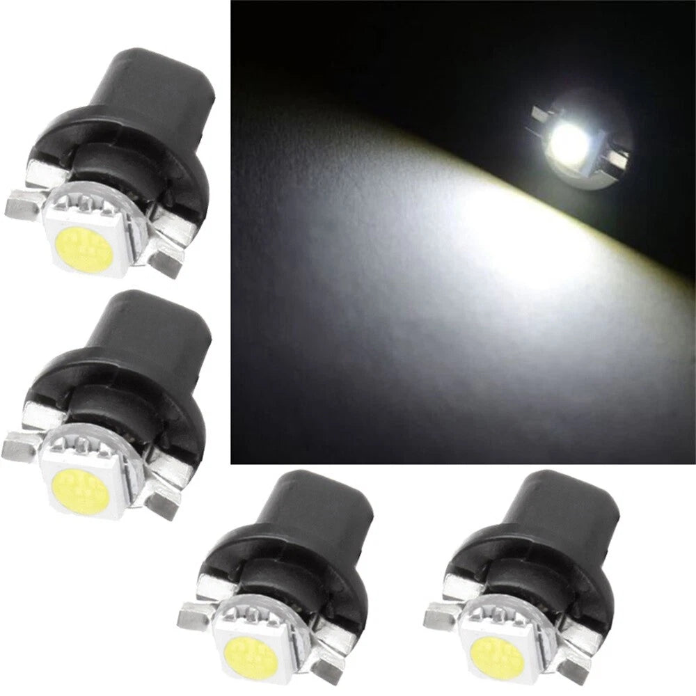 Set of 4 White T5 LED Speedo Instrument Dash Bulbs for Cars (12V)