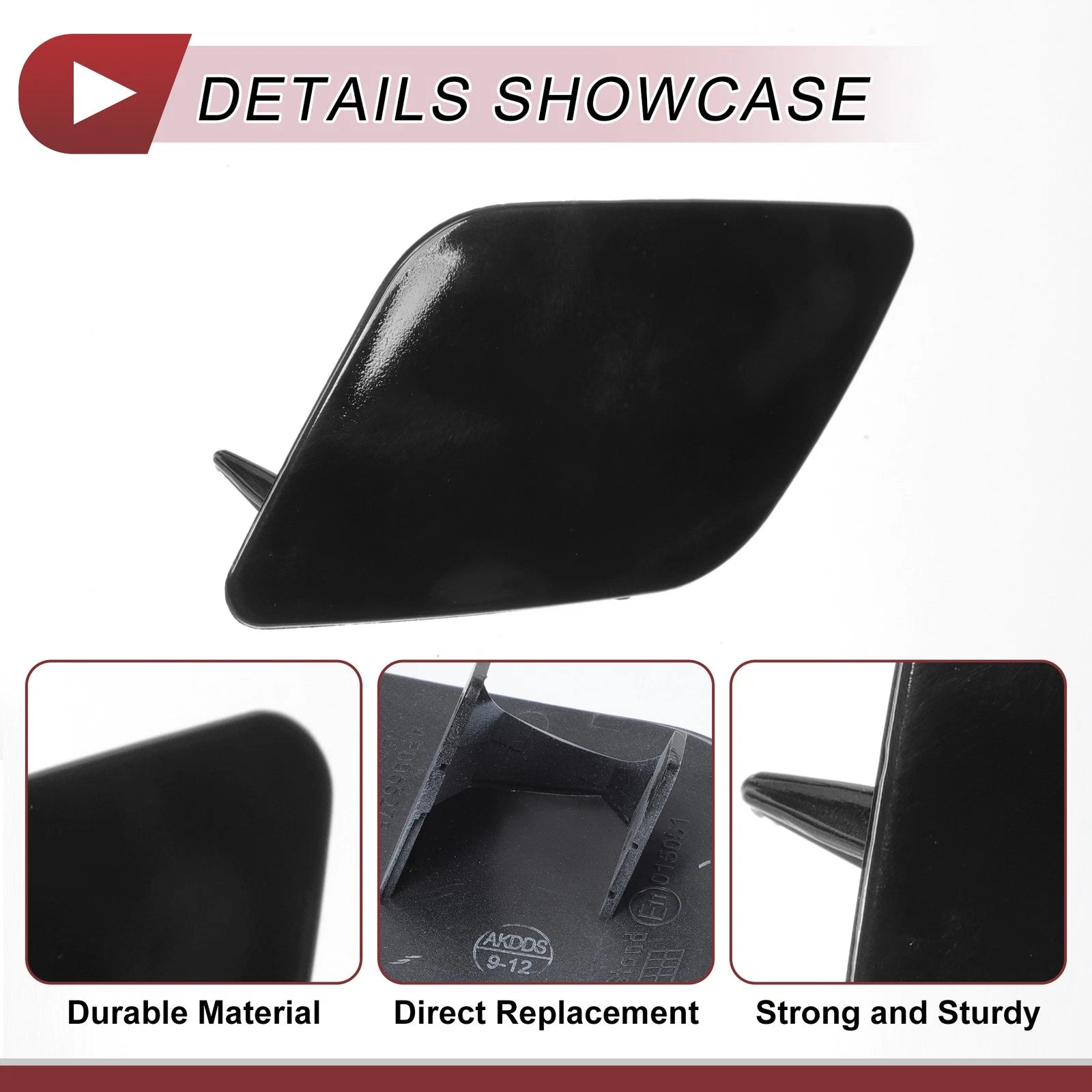 Front Left Washer Nozzle Cover Cap for Audi A6 (2009–2010) 1 Pcs Black