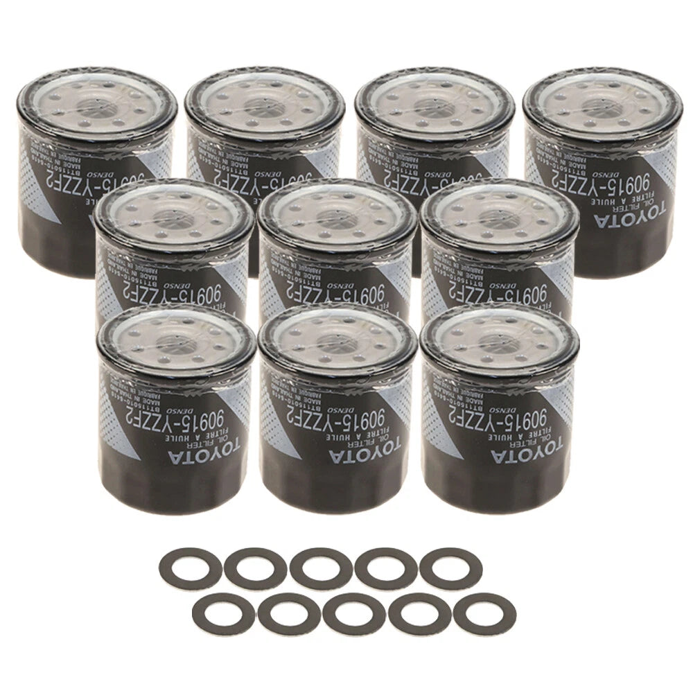 Set of 10 Engine Oil Filters & 10 Drain Plug Gaskets for Toyota Scion Lexus