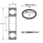 Deep Groove Ball Bearing 80x100x10mm for Scooter Skateboard (6816)