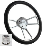 Polished Billet Steering Wheel for 14 Inch Black Wrap Universal (—)