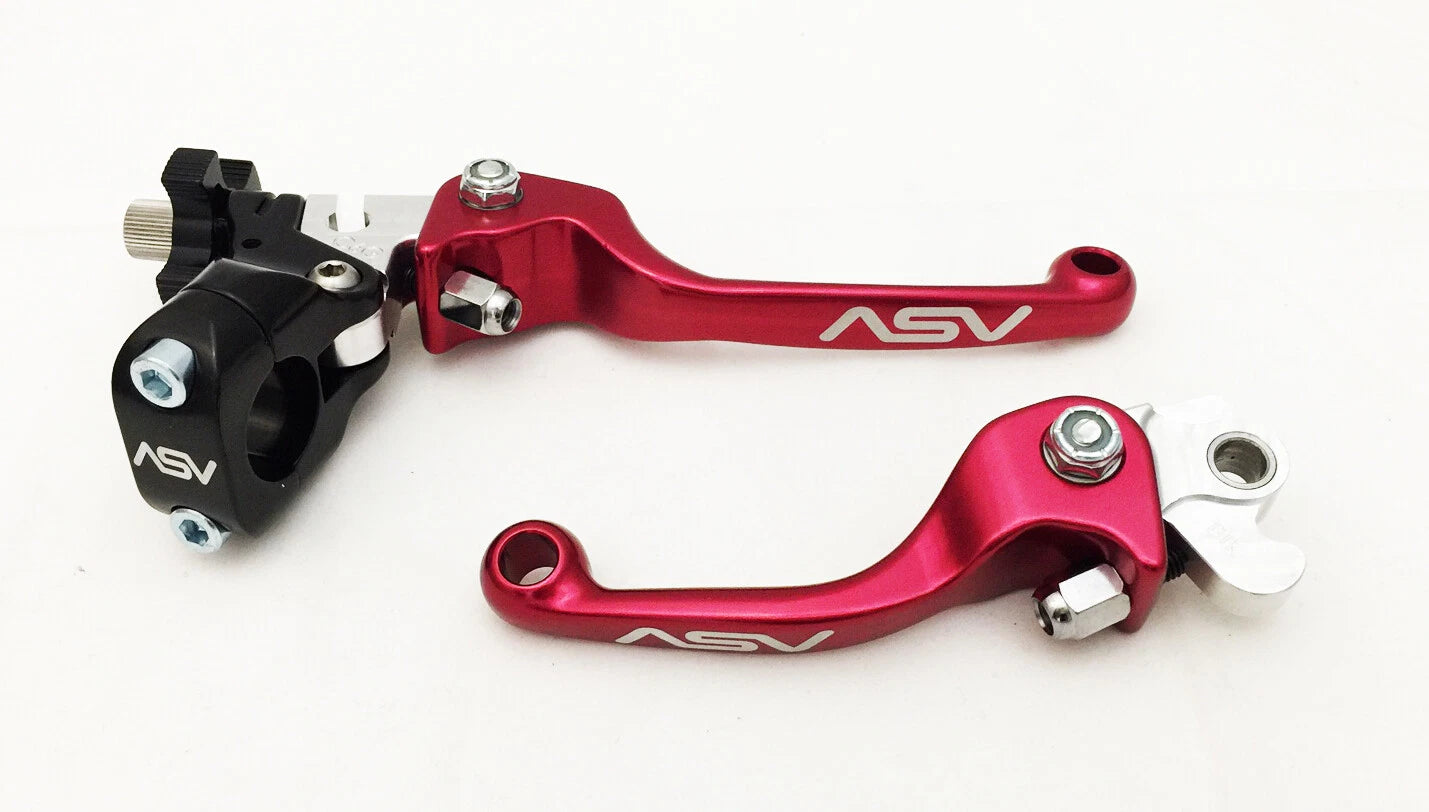 ASV F3 Front Brake Clutch Perch Levers Set of 2 Red for Kawasaki KDX 200 (1995–2006)