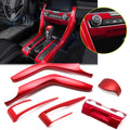Red AC Climate Control & Gear Shift Knob Cover Trims for Honda Civic (2016–2020)