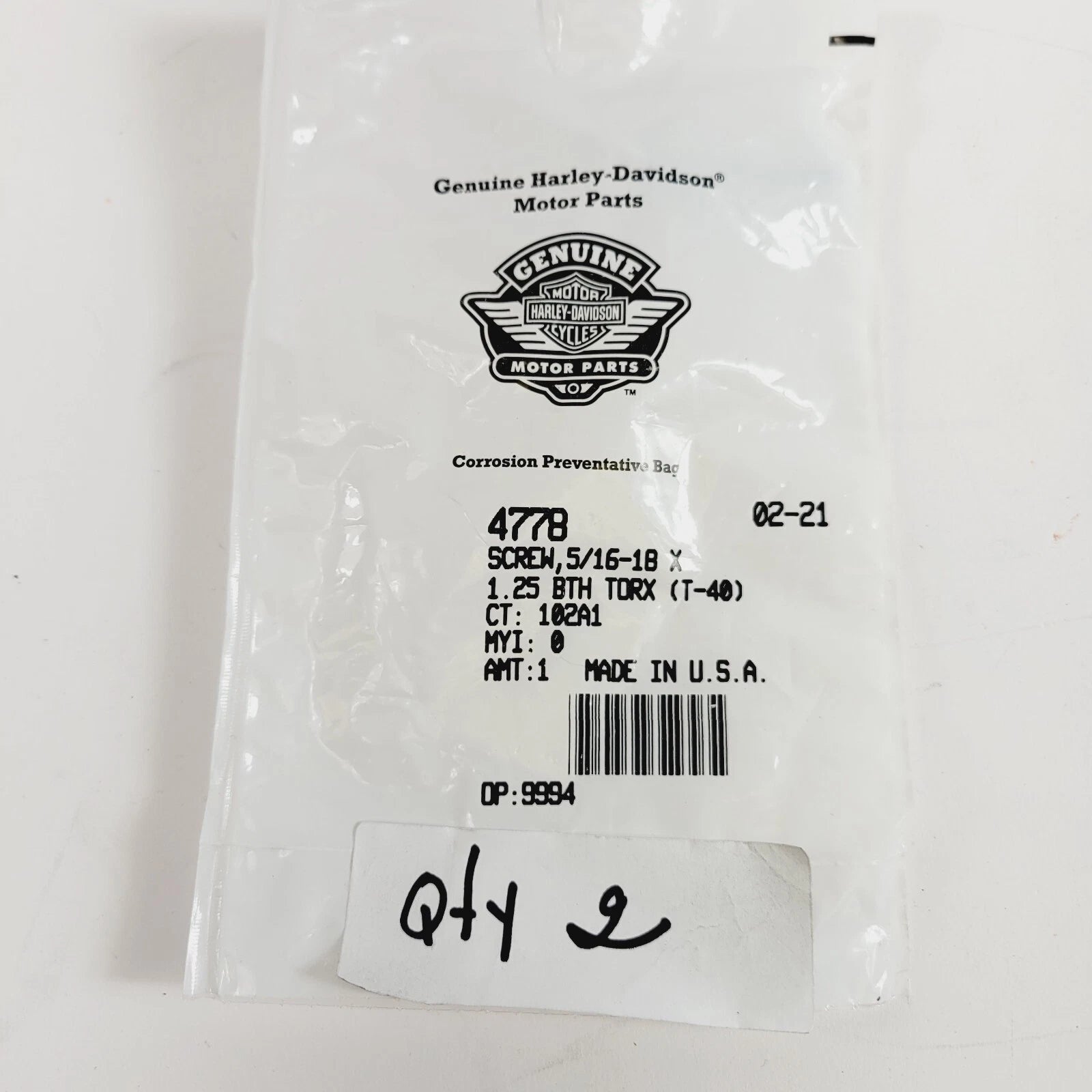 Screw 5/16-18 X 1-3/8 Torx Button for Harley-Davidson