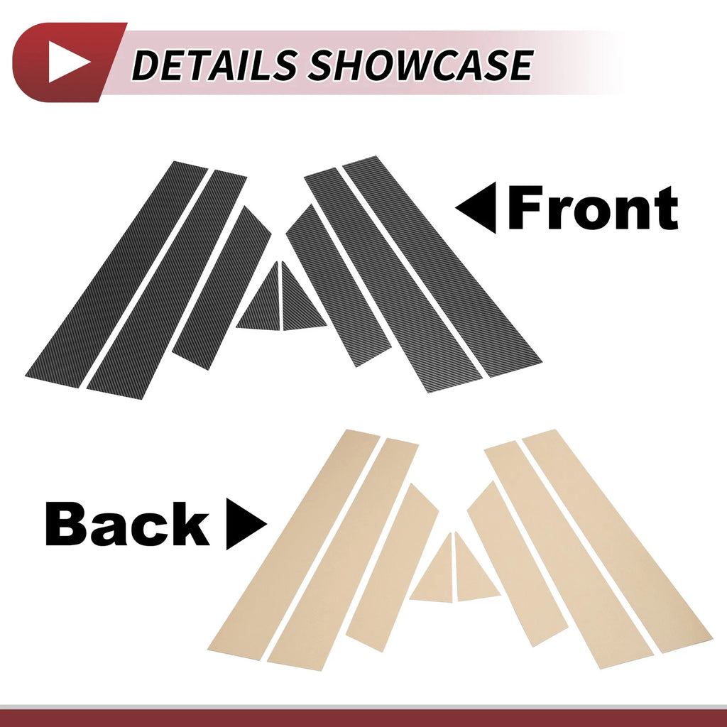 8pcs Door Pillar Window Trim for Nissan Qashqai (2016–2022) Carbon Fiber Black