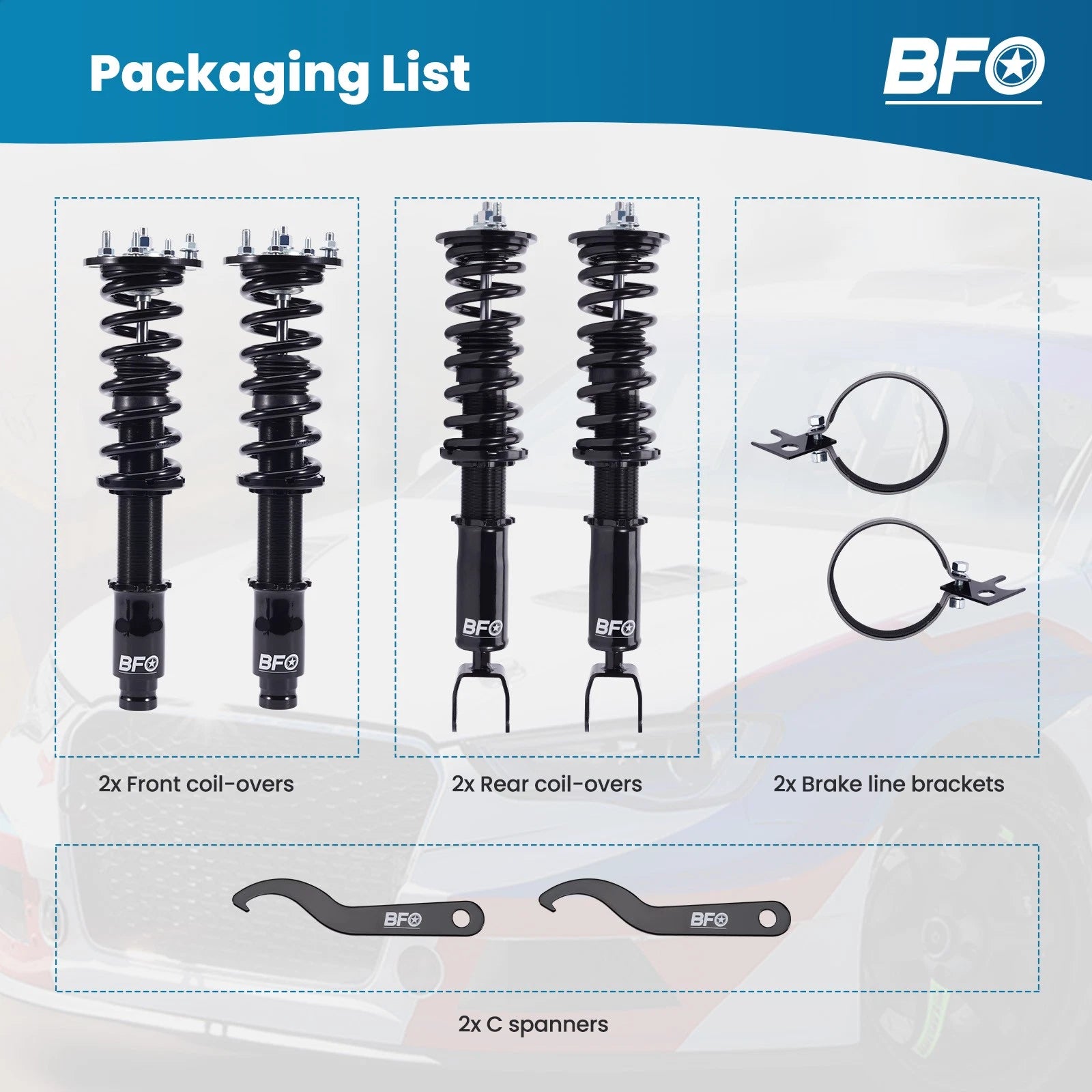 BFO Coilovers Shocks Struts Springs Kit for Honda Accord (2008–2012)