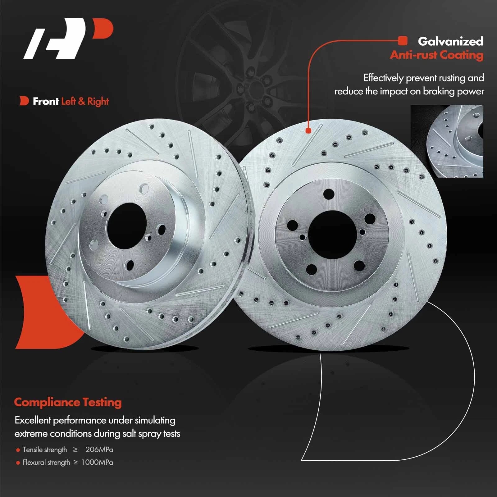 Drilled Brake Rotors for Subaru Outback Forester Impreza Legacy (2000–2023)