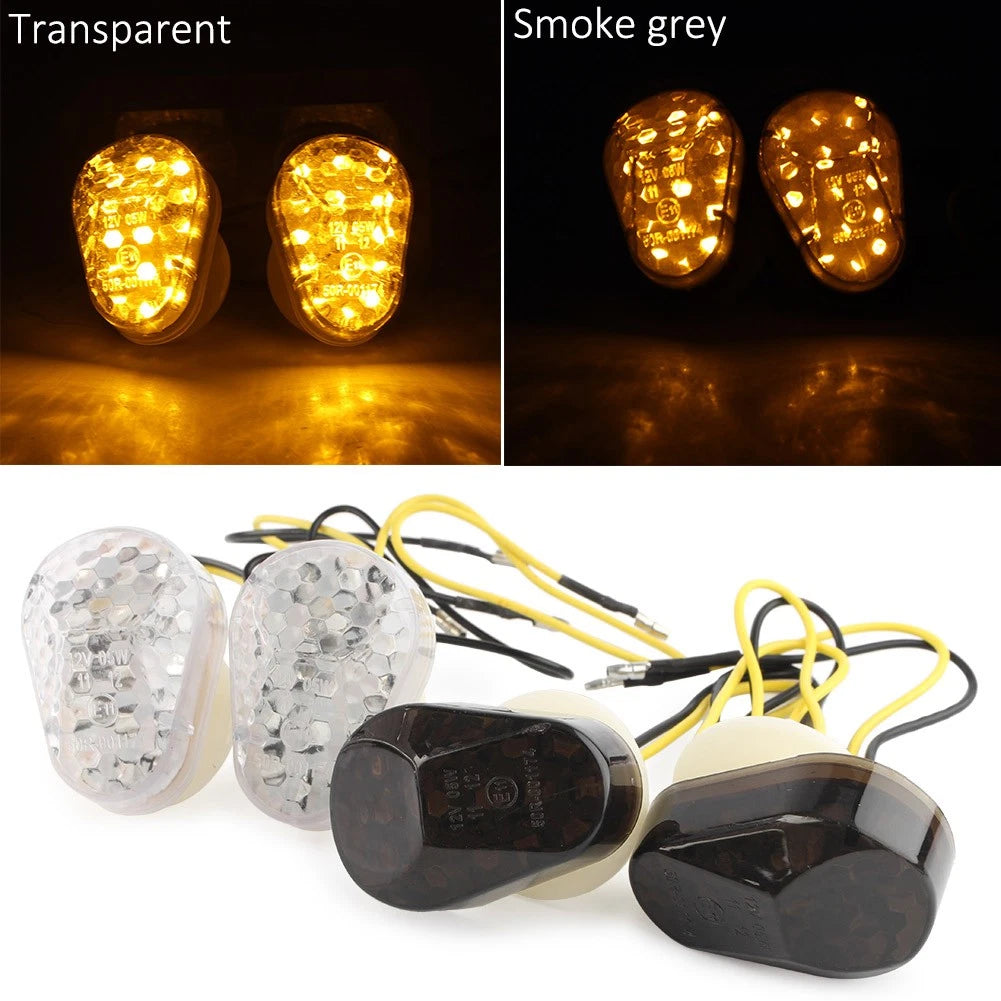 Flush Mount Turn Signal LED Light Clear Lens Cover for Kawasaki Ninja ZX6R (1995–2002) & ZX9R (1998–2003)