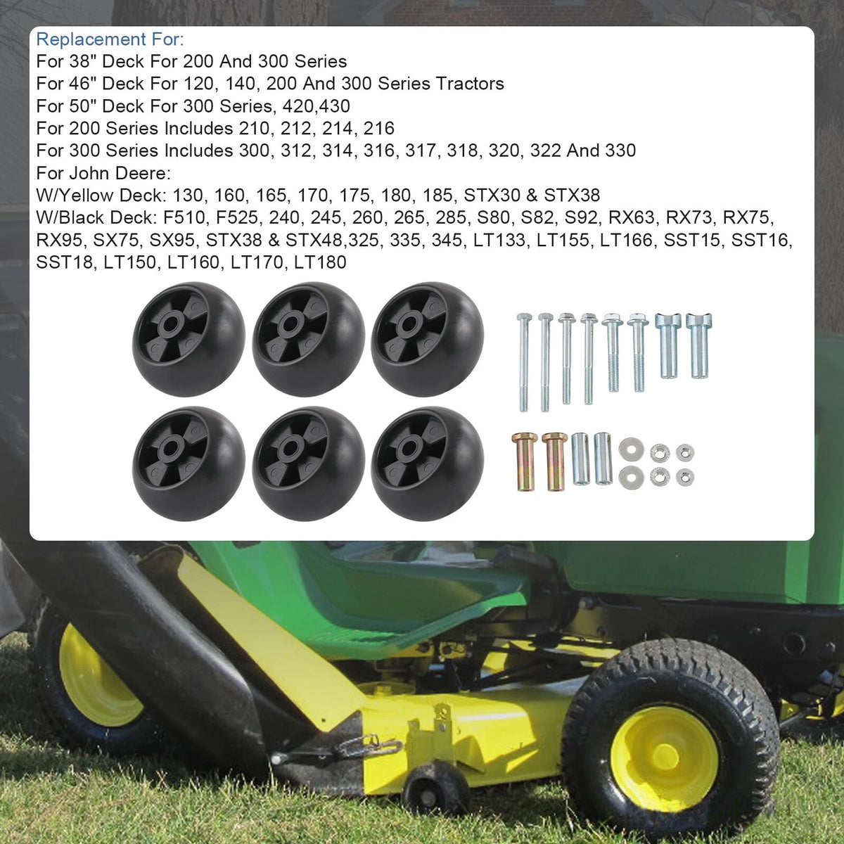 6PK Anti Scalp Deck Wheel Kits for John Deere (Fits Various Models)