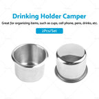 2X Stainless Steel Cup Drink Holder for Marine Car Truck Camper RV Boat
