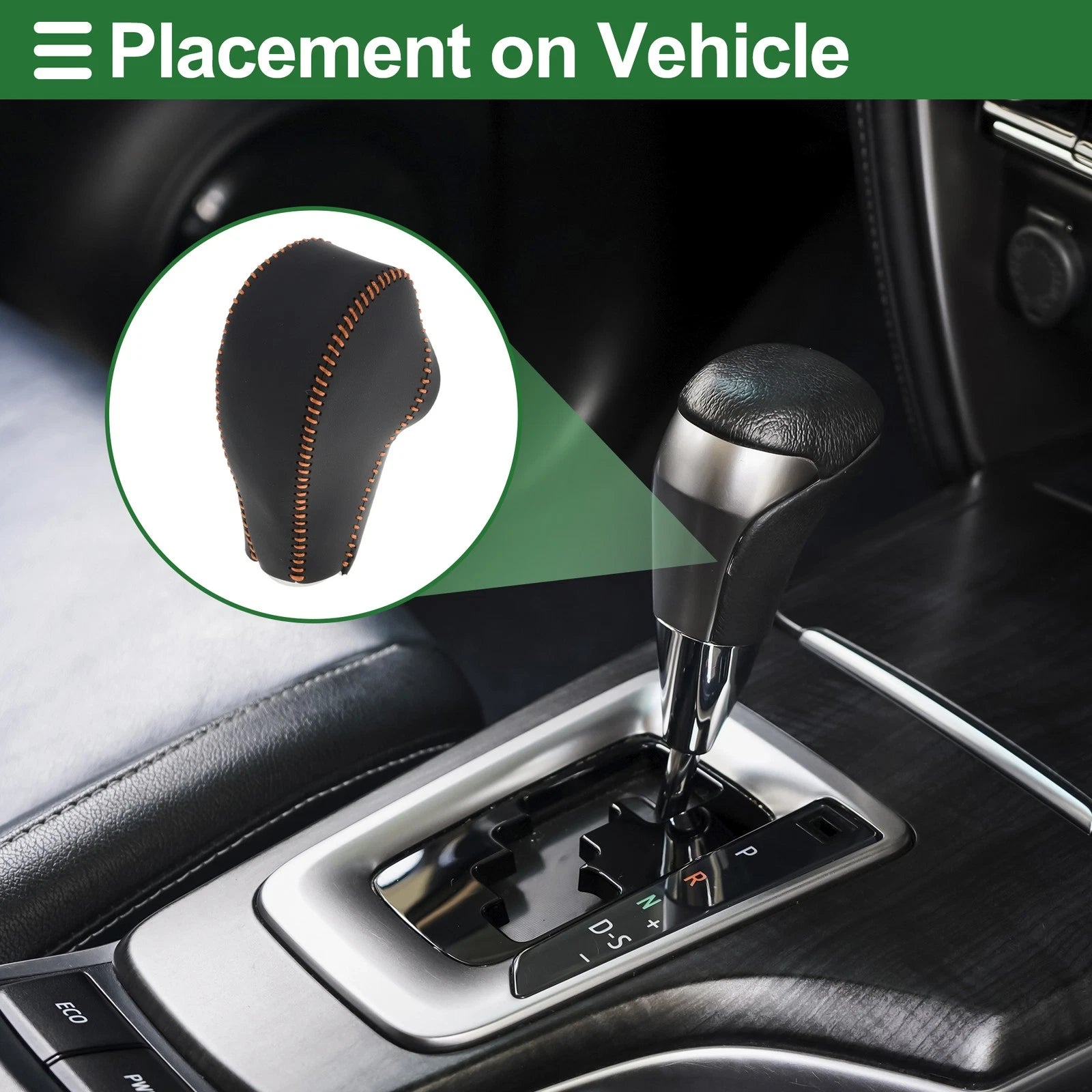 Gear Shift Knob Cover for Subaru Forester (2014–2017) Black Brown Faux Leather