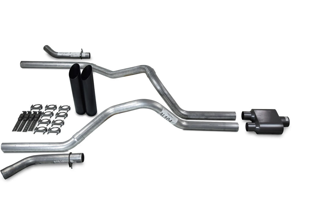 2.5" Dual Exhaust Kit for Chevy GMC 1500 (2007–2014) - Black Tips, Corner Exit