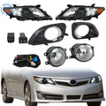 Pair of Black Halogen Fog Lights & Headlights Assembly for Toyota Camry (2010–2011)
