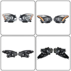 Set of 2 Halogen Headlight Assemblies for Nissan Rogue (2008–2013) Black Housing
