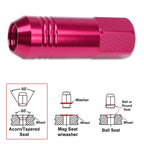 Set of 20 M12X1.5 Pink JDM Open End Conical Wheel Lug Nuts + 20mm Extension