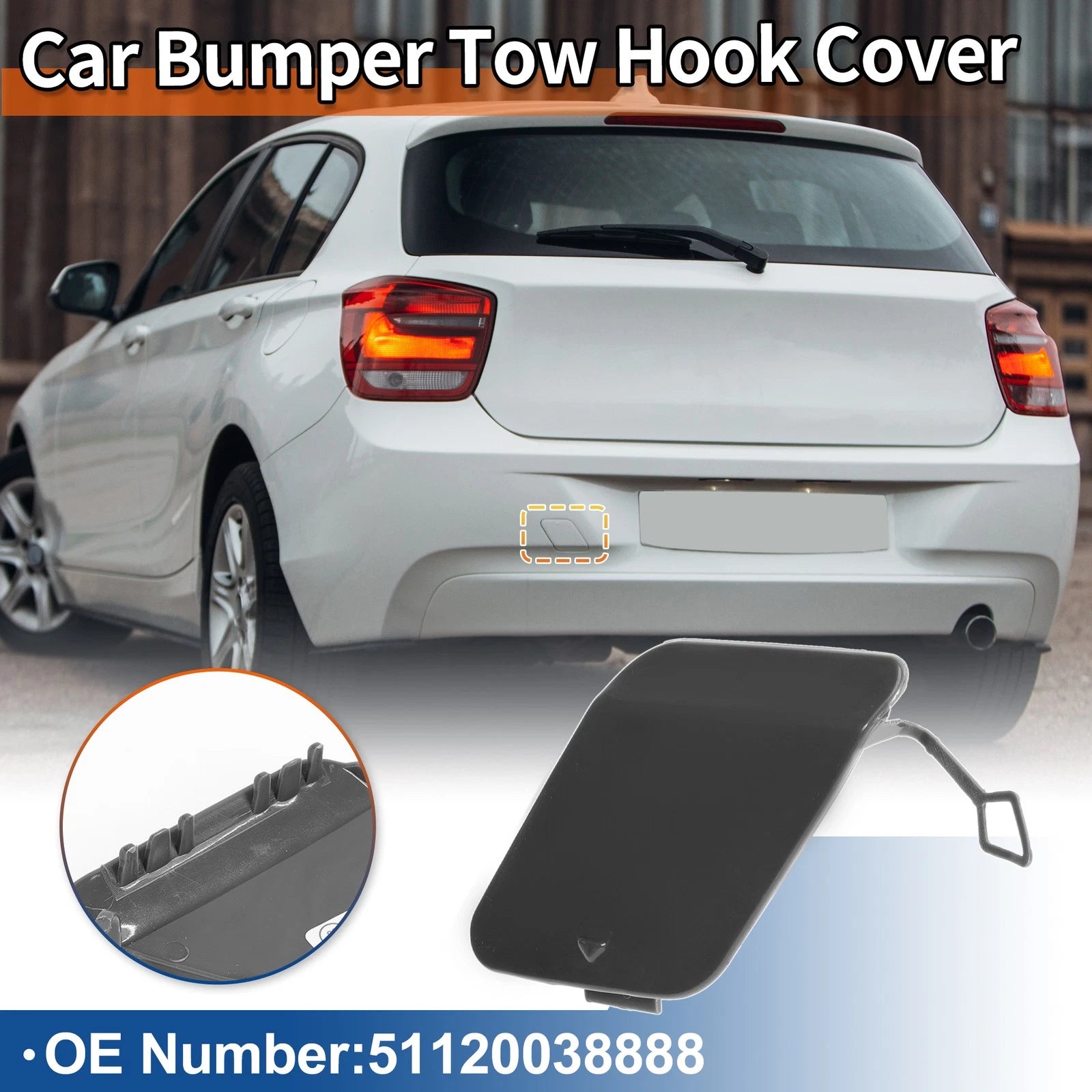 Rear Car Bumper Tow Hook Cover for BMW 1 Series F20 (2012–2019) No. 51120038888