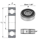 Deep Groove Ball Bearing 6201VV for Scooter Skateboard (12x32x10mm)