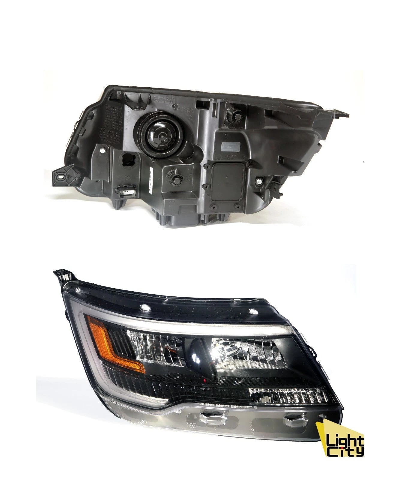 Passenger Side Headlight Assembly for Ford Explorer (2016–2017) RH, Black Bezel