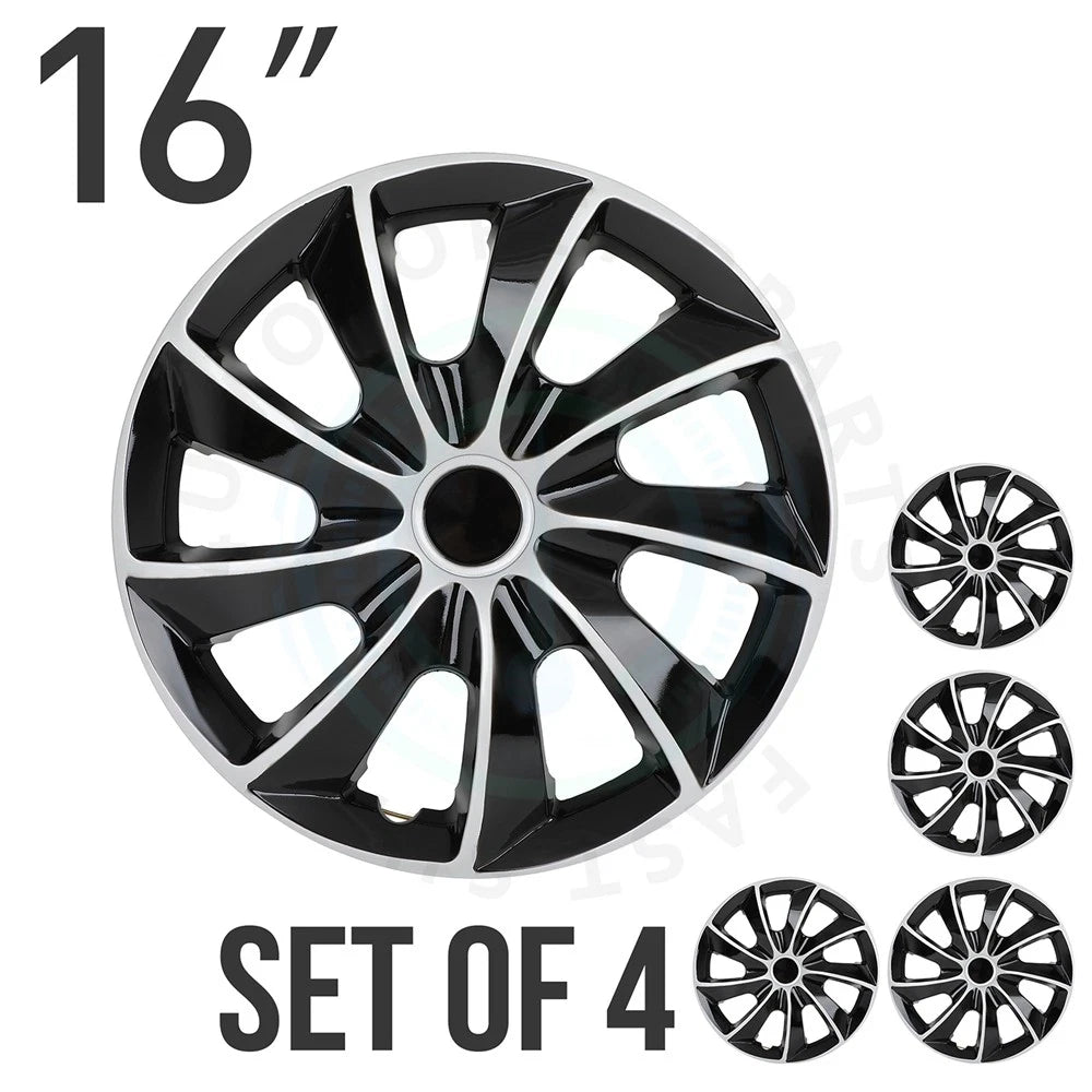 Set of 4 Black Universal Hub Caps for R16 Tire & Steel Rim