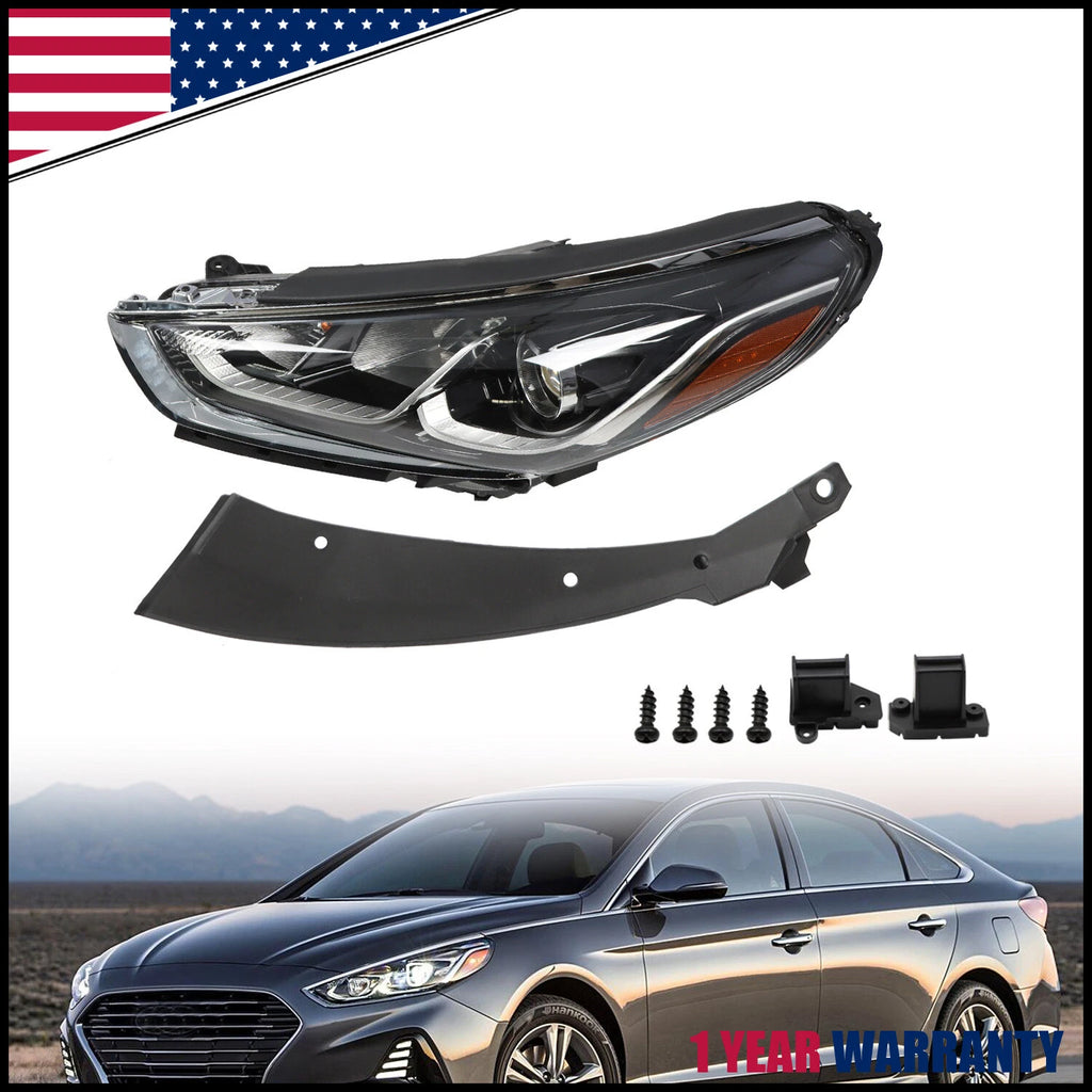 Halogen Headlight Assembly w/Bulb for Hyundai Sonata (2018–2019) Left Side